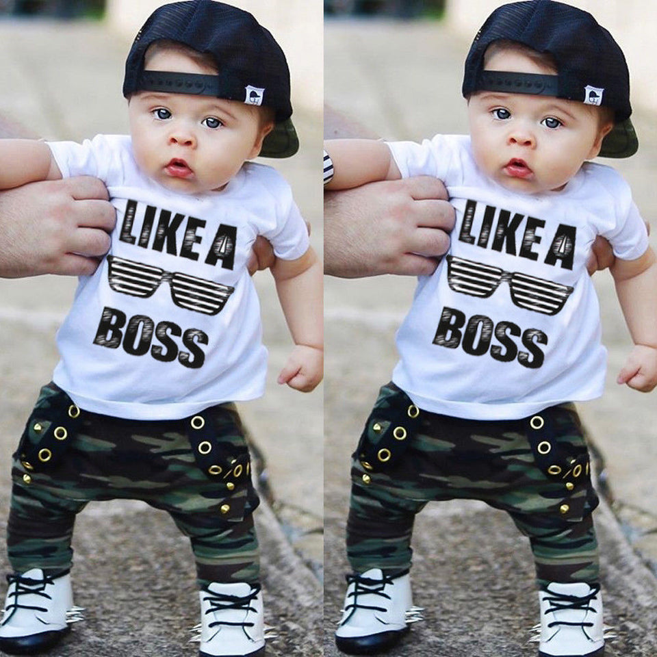 2-piece Baby LIKE A BOSS Short -Sleeve T-shirt and Pants